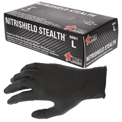 Show details for NitriShield Stealth Black Disposable Nitrile Gloves 4 mil - L Picture of NitriShield Stealth Black Disposable Nitrile Gloves 4 mil - L