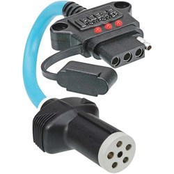 Show details for Reese Towpower Professional 6-Pin Round to 4-Flat Flex Plug-In Adapter with LED Tester Picture of Reese Towpower Professional 6-Pin Round to 4-Flat Flex Plug-In Adapter with LED Tester
