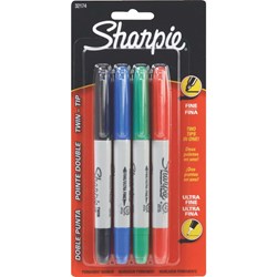 Show details for Sharpie Twin Tip Permanent Marker - Assorted 4pk Picture of Sharpie Twin Tip Permanent Marker - Assorted 4pk