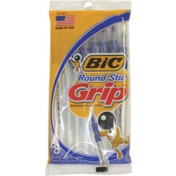 Show details for Bic Round Stic Grip Pen - Blue Picture of Bic Round Stic Grip Pen - Blue
