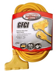 Show details for Extension Cord 3-Outlet 12/3 Gauge w/ GFCI – 50’ Picture of Extension Cord 3-Outlet 12/3 Gauge w/ GFCI – 50’