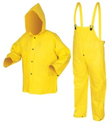 Show details for Rain Suit (Pants, Coat, Hood) 3Pc Yellow Flame Resistant - XL Picture of Rain Suit (Pants, Coat, Hood) 3Pc Yellow Flame Resistant - XL