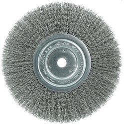Show details for 8" Narrow Face Crimped Wire Wheel, .014" Steel Fill, 5/8" Arbor Hole Picture of 8" Narrow Face Crimped Wire Wheel, .014" Steel Fill, 5/8" Arbor Hole