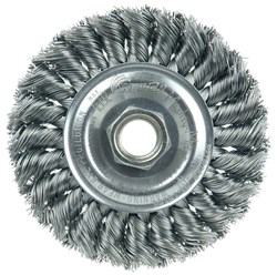 Show details for Standard Twist Knot Wire Wheel 4", .014" Steel Fill, 5/8"-11 UNC Nut Picture of Standard Twist Knot Wire Wheel 4", .014" Steel Fill, 5/8"-11 UNC Nut