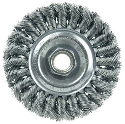 Show details for Standard Twist Knot Wire Wheel 4", .020" Steel Fill, 5/8"-11 UNC Nut Picture of Standard Twist Knot Wire Wheel 4", .020" Steel Fill, 5/8"-11 UNC Nut