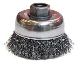 Show details for 3" Crimped Wire Cup Brush, .014" Steel Fill, 5/8"-11 UNC Nut Picture of 3" Crimped Wire Cup Brush, .014" Steel Fill, 5/8"-11 UNC Nut