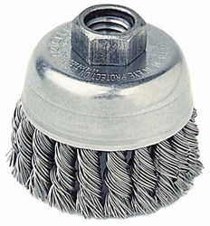 Show details for 2-3/4" Single Row Knot Wire Cup Brush, .020" Stainless Steel Fill, 5/8"-11 UNC Nut Picture of 2-3/4" Single Row Knot Wire Cup Brush, .020" Stainless Steel Fill, 5/8"-11 UNC Nut