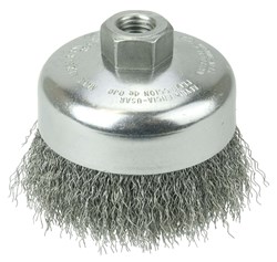 Show details for 4" Crimped Wire Cup Brush, .0118" Steel Fill, 5/8"-11 UNC Nut Picture of 4" Crimped Wire Cup Brush, .0118" Steel Fill, 5/8"-11 UNC Nut