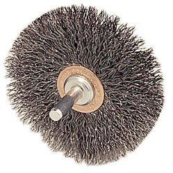 Show details for 2-1/2" Narrow Face Stem-Mounted Crimped Wire Wheel, .014" Steel Fill, 1/4" Stem Picture of 2-1/2" Narrow Face Stem-Mounted Crimped Wire Wheel, .014" Steel Fill, 1/4" Stem