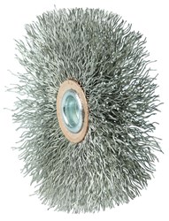 Show details for 3" Narrow Face Stem-Mounted Crimped Wire Wheel, .014" Steel Fill, 1/4" Stem Picture of 3" Narrow Face Stem-Mounted Crimped Wire Wheel, .014" Steel Fill, 1/4" Stem