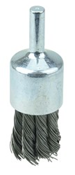 Show details for Wolverine 3/4" Knot Wire End Brush,  .020" Steel Fill, 1/4" Stem Picture of Wolverine 3/4" Knot Wire End Brush,  .020" Steel Fill, 1/4" Stem