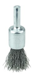 Show details for Wolverine 1/2" Crimped Wire End Brush, .0104" Steel Fill, 1/4" Stem Picture of Wolverine 1/2" Crimped Wire End Brush, .0104" Steel Fill, 1/4" Stem