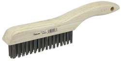 Show details for Hand Wire Scratch Brush, .012 Carbon Steel Fill, Shoe Handle, 4 x 16 Rows Picture of Hand Wire Scratch Brush, .012 Carbon Steel Fill, Shoe Handle, 4 x 16 Rows