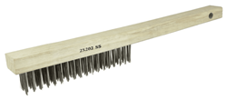 Show details for Vortec Pro  Hand Wire Scratch Brush, .012 Stainless Steel Fill, Curved Handle, 4 x 19 Rows Picture of Vortec Pro  Hand Wire Scratch Brush, .012 Stainless Steel Fill, Curved Handle, 4 x 19 Rows