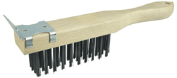 Show details for Vortec Pro  Scratch Brush w/Scraper, .012 Carbon Steel Fill, 4 x 11 Rows Picture of Vortec Pro  Scratch Brush w/Scraper, .012 Carbon Steel Fill, 4 x 11 Rows