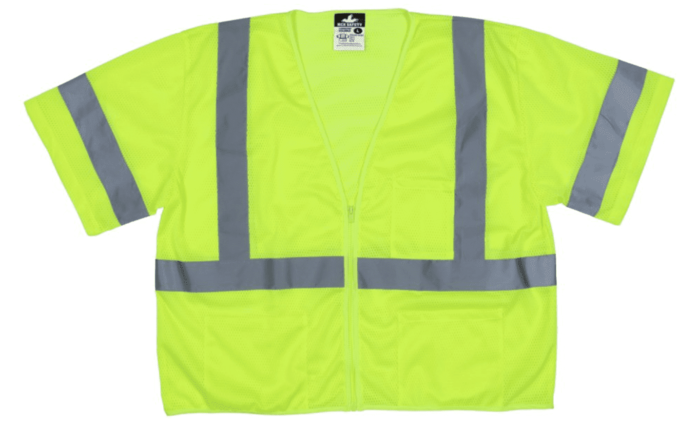 Picture of Vest Safety Mesh Green w/ Stripes Silver Class 3 - 2XL