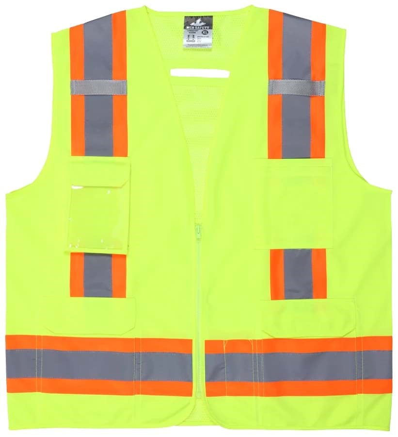 Picture of Vest Safety Mesh Green w/ Stripes Silver/Orange Class 2 – L