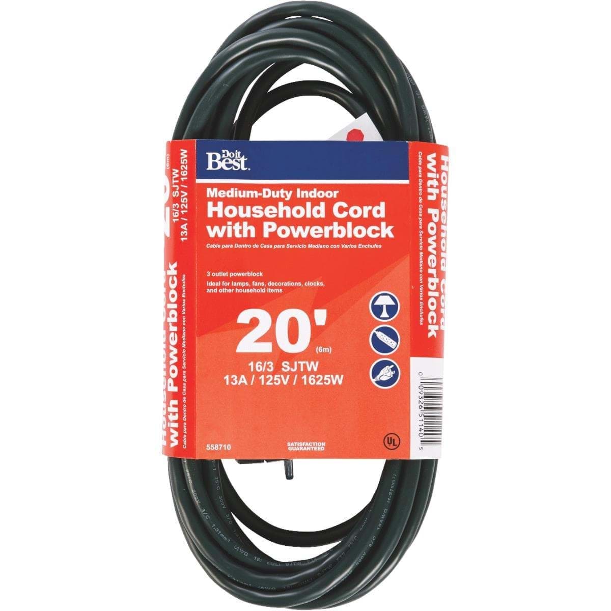 Picture of Do it Best Medium-Duty Household Extension Cord With Powerblock