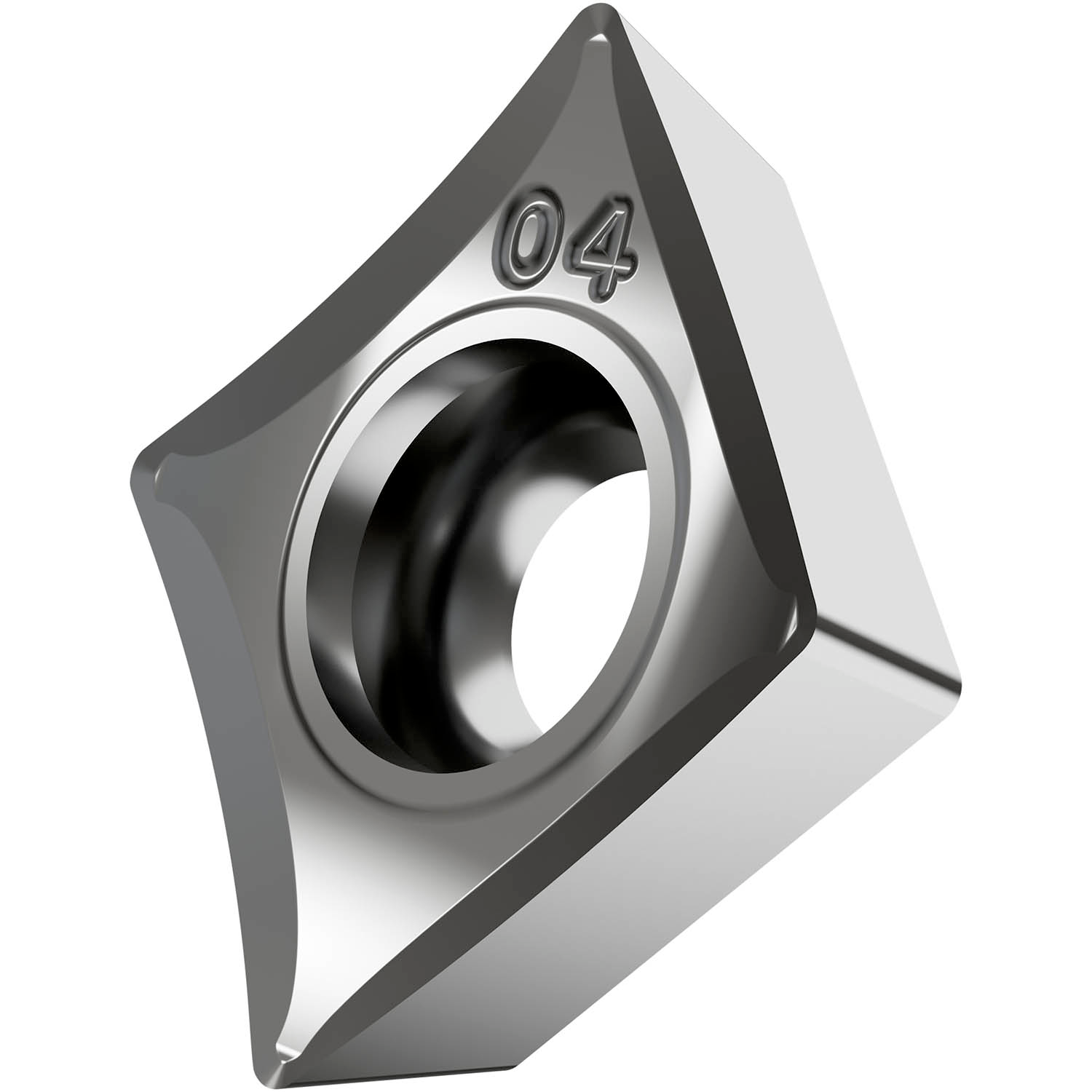Picture of Sg-Side Pos Turning Insert, 80° Rhomboid with 7° Clear, ICD of 1/2", 3/16" Thick, 1/64" NR
