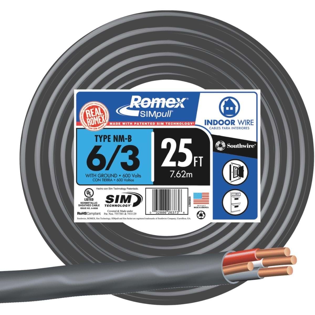 Picture of Romex 6-3 NMW/G Wire