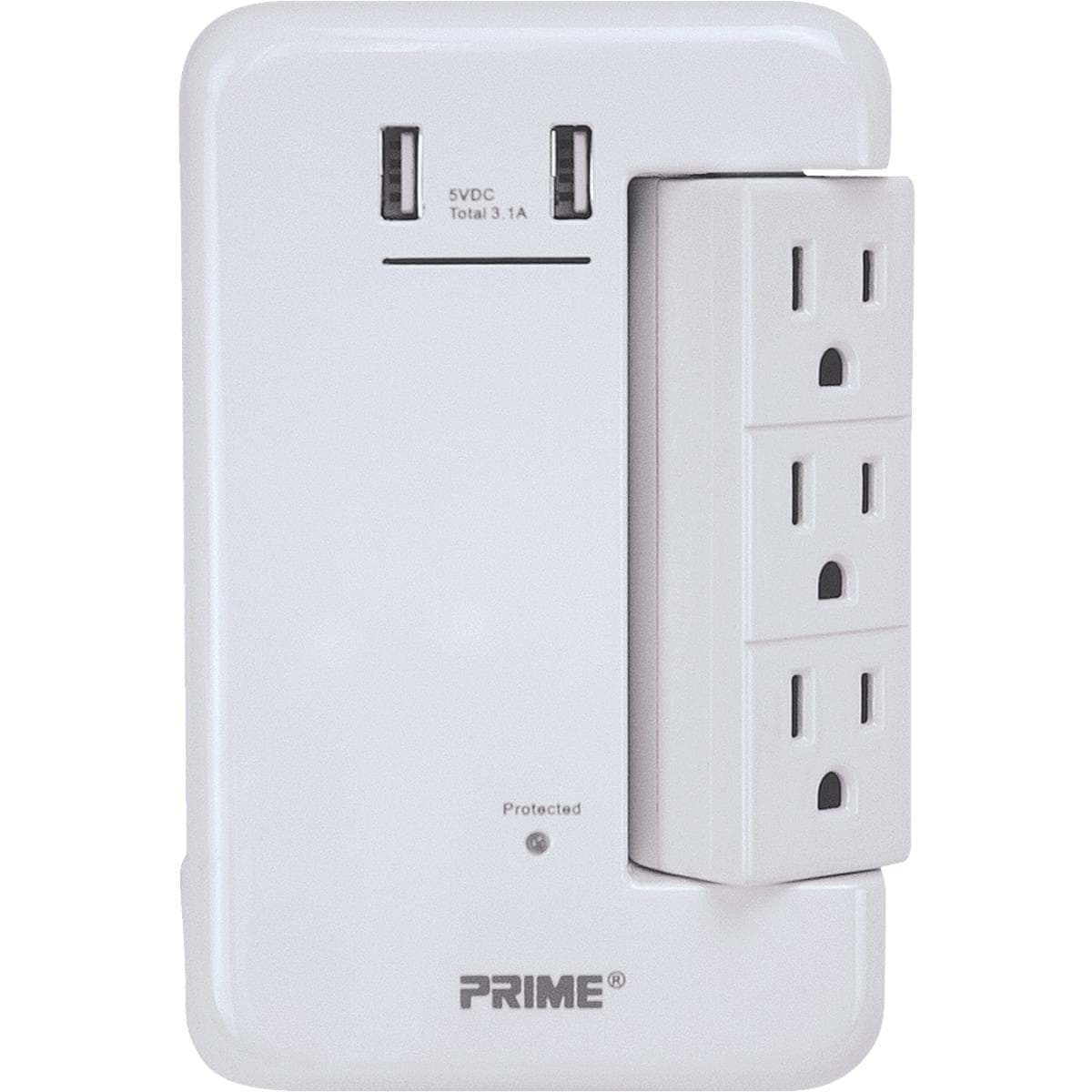 Picture of Prime Wire & Cable 6-Outlet Rotating Surge Tap USB Charger