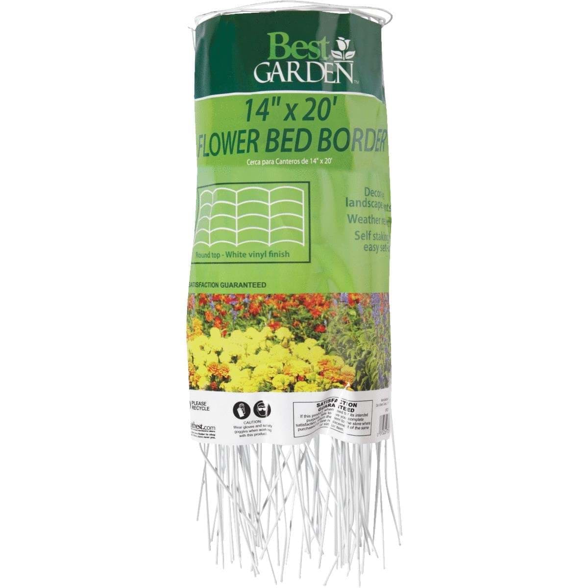 Picture of Best Garden Flower Border Decorative Border Fence - White - 14" x 20'