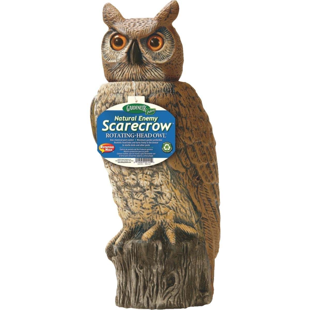 Picture of Gardeneer Natural Enemy Scarecrow Rotating-Head Great Horned Owl Pest Deterrent Decoy