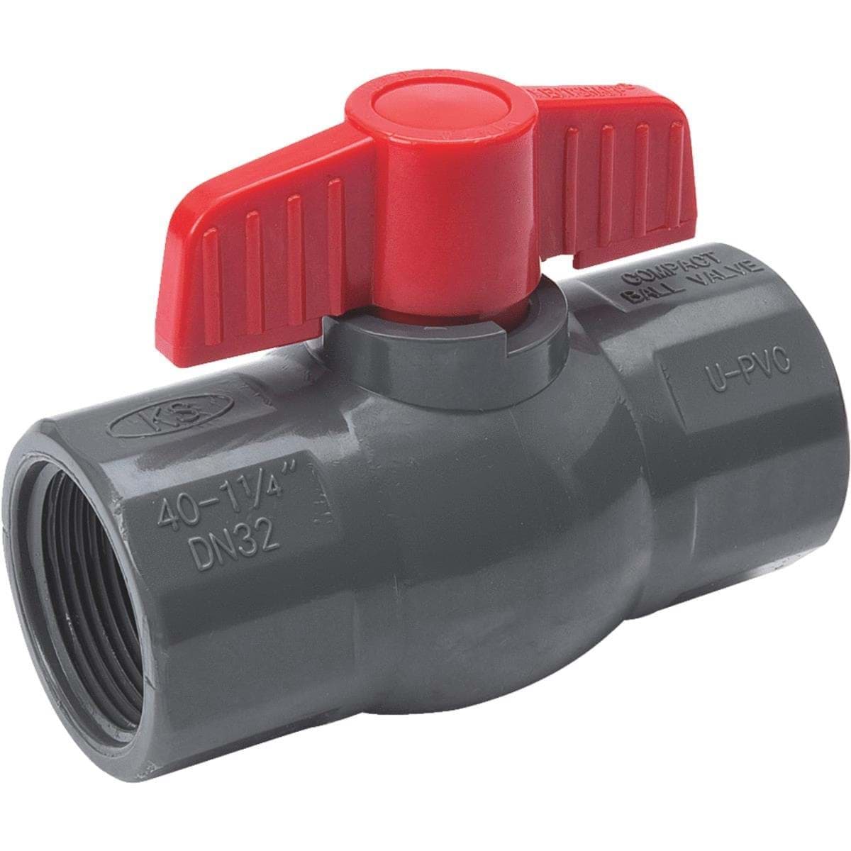 Picture of PVC Schedule 80 Grey Ball Valve F.I.P. - 1-1/4" FIP X 1-1/4" FIP