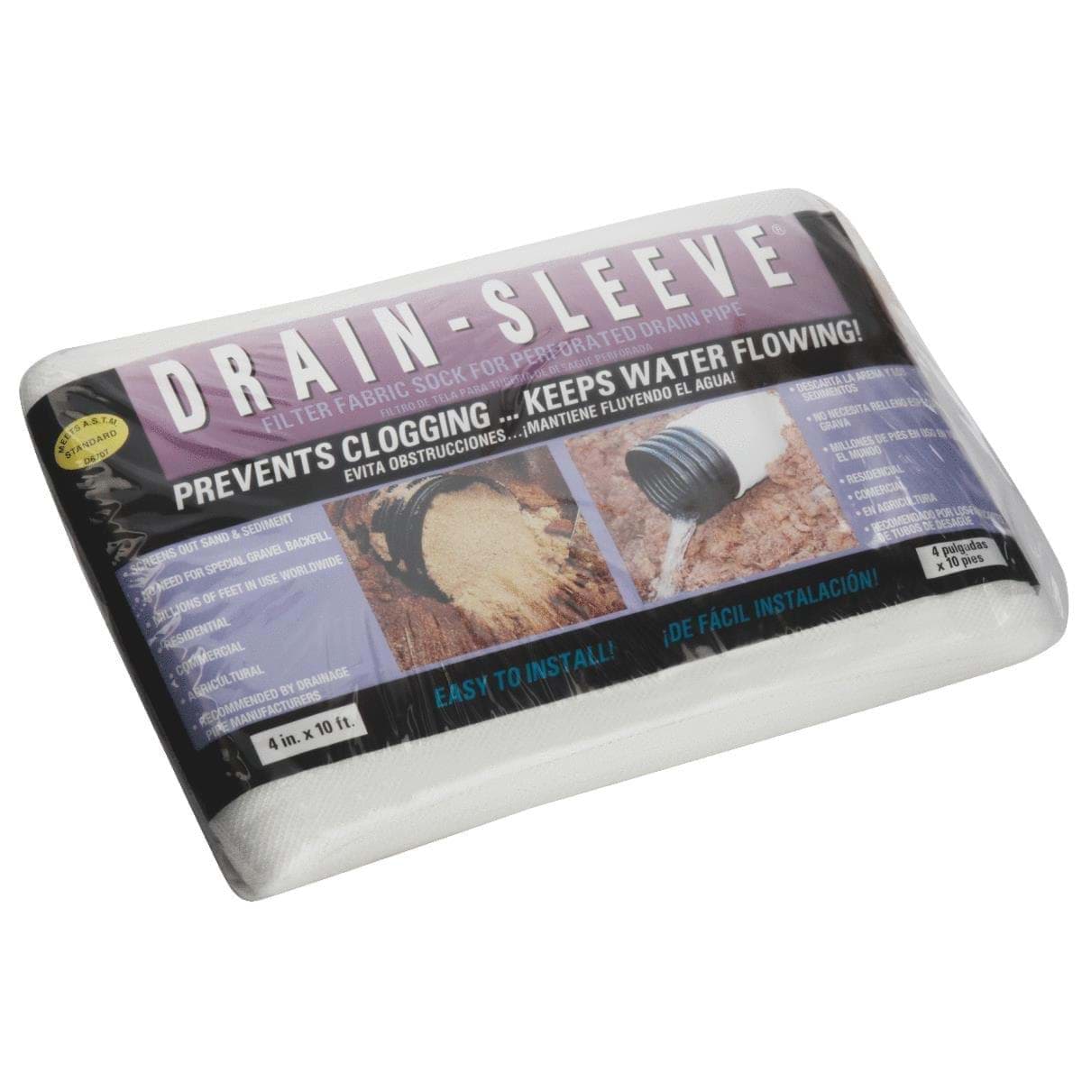 Picture of Drain-Sleeve Filter Fabric Drain Guard Sock - 4" W x 10' L