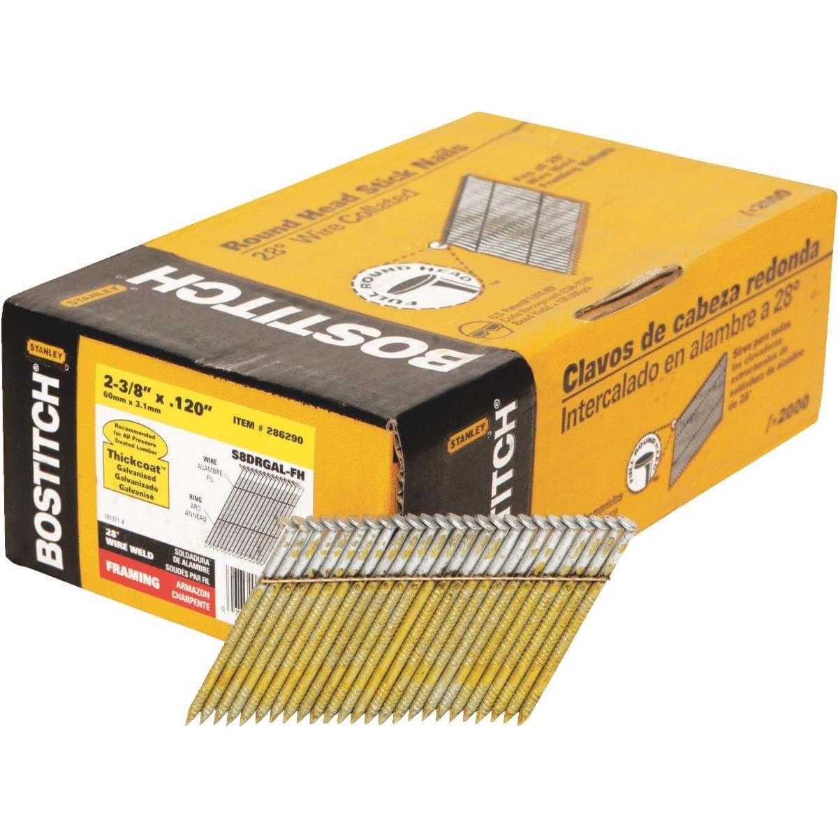 Picture of Bostitch 28 Degree Wire Weld Offset Round Head Framing Stick Nail - 2-3/8"