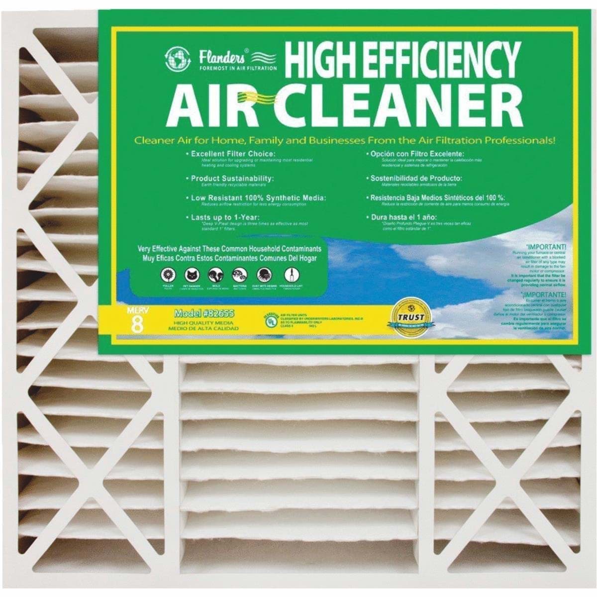 Picture of Flanders High Efficiency Deep Pleat Air Conditioner & Furnace Filter - 16"x25"x4-1/2"