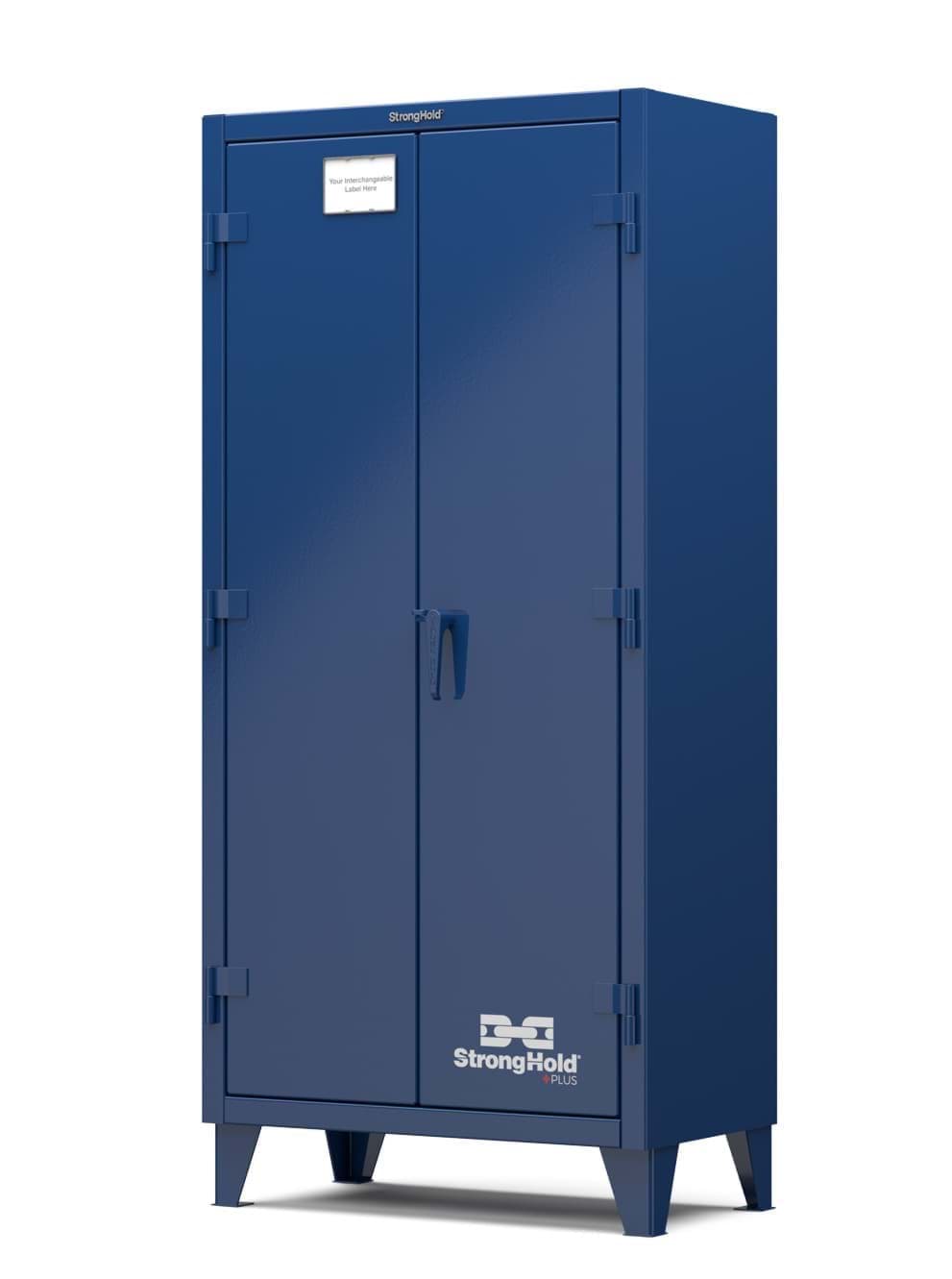 Picture of Strong Hold Plus Industrial Cabinet, Single-Shift, Solid Doors, Blue,(RAL 5010) - 36"x20"x78"