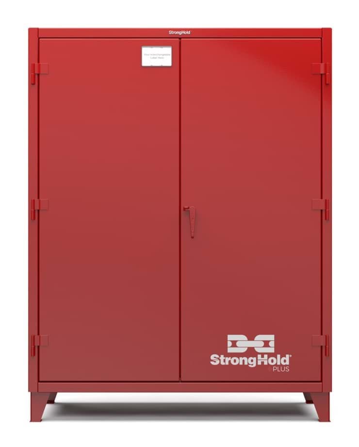 Picture of Strong Hold Plus Industrial Cabinet, 60" x 24" x 78", Single-Shift, Solid Doors, Red (RAL 3001)