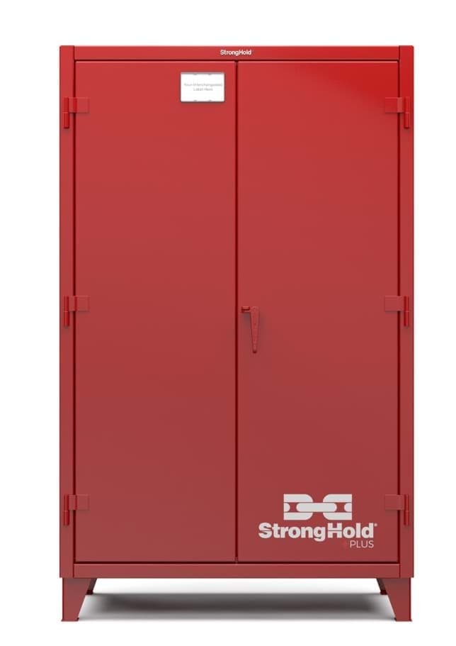 Picture of Strong Hold Plus Industrial Cabinet, 48" x 24" x 78", Single-Shift, Solid Doors, Red (RAL 3001)