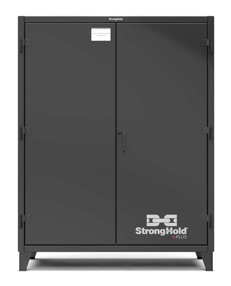 Picture of Strong Hold Plus Industrial Cabinet, 60" x 24" x 78", Single-Shift, Solid Doors, Black (RAL 9004)