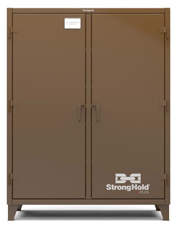 Picture of Strong Hold Plus Industrial Cabinet, 60" x 24" x 78", Double-Shift, Solid Doors, Brown (RAL 8008)