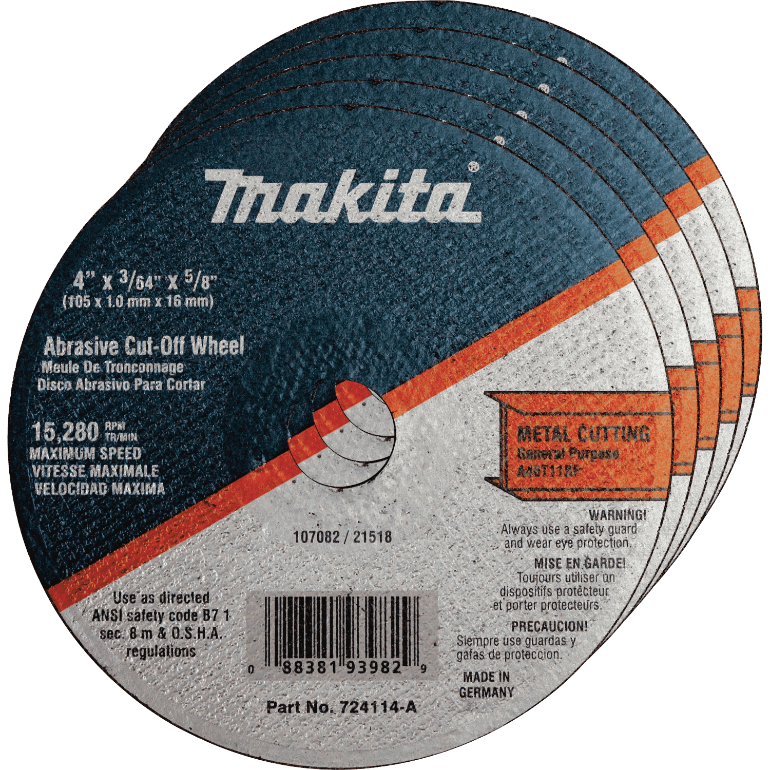 Picture of 4" x 5/8" x 3/64" Super Thin Cut-off Wheel, Metal, 25/pk