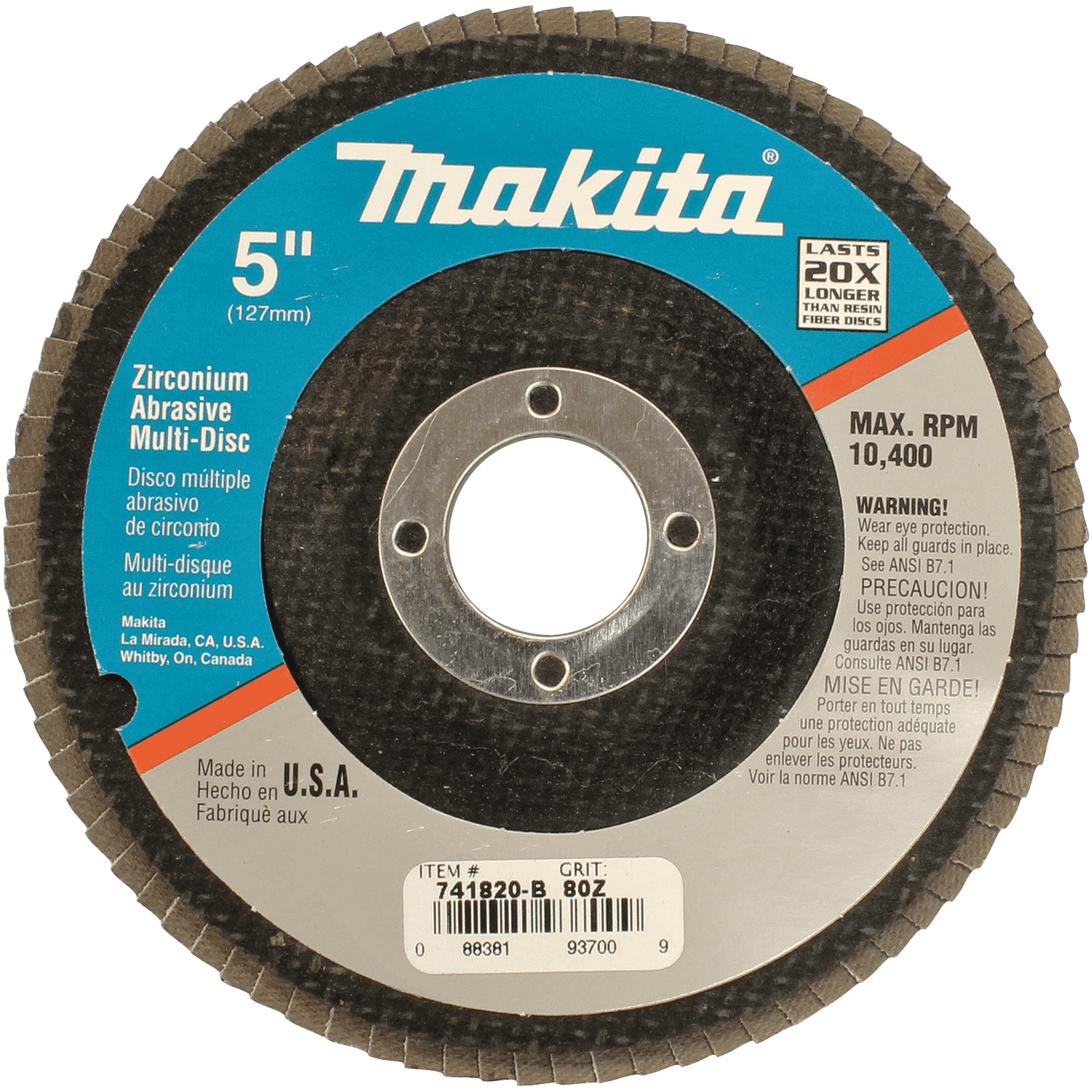 Picture of 5" x 7/8" Multi-Disc, 80 Grit, Angled Type 29, 10/pk