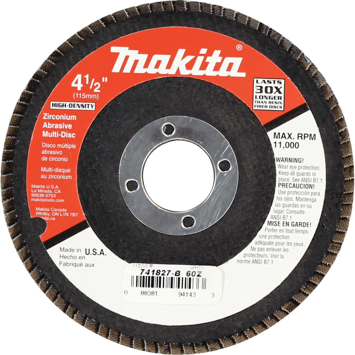 Picture of 4-1/2" x 7/8" Multi-Disc, 60 Grit, Flat Type 27, 10/pk