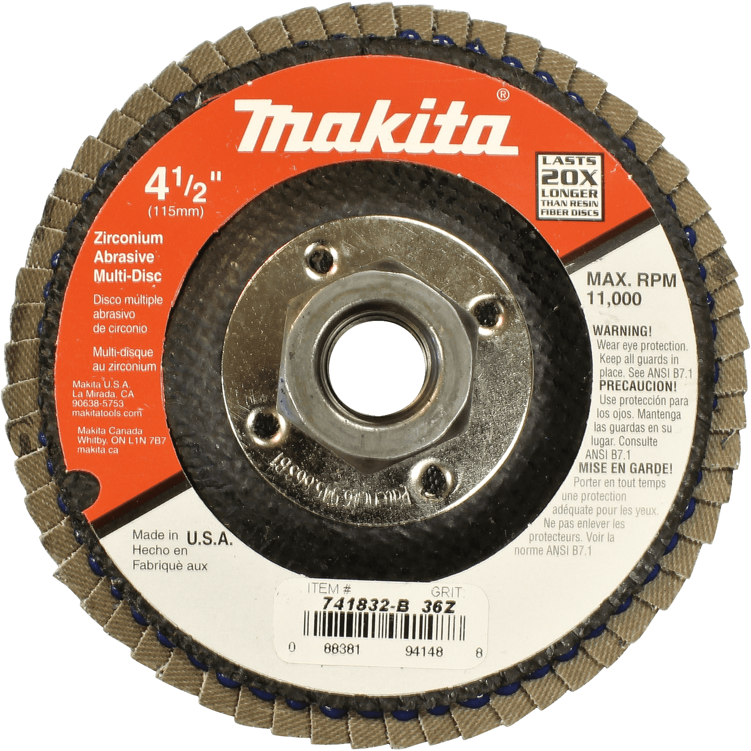 Picture of 4-1/2" Multi-Disc, Hubbed, 36 Grit, Angled Type 29, 10/pk