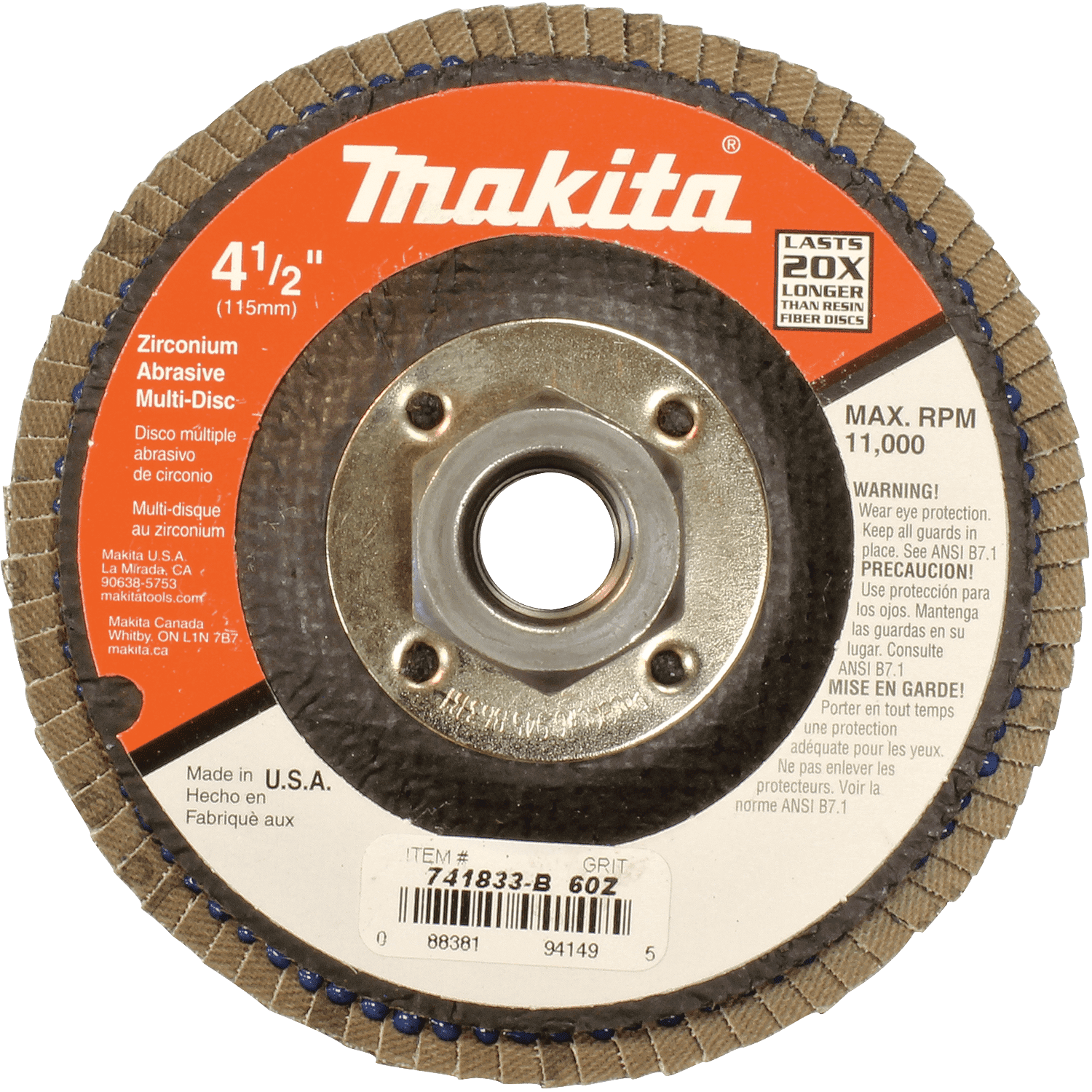 Picture of 4-1/2" Multi-Disc Hubbed, 60 Grit, Angled Type 29, 10/pk