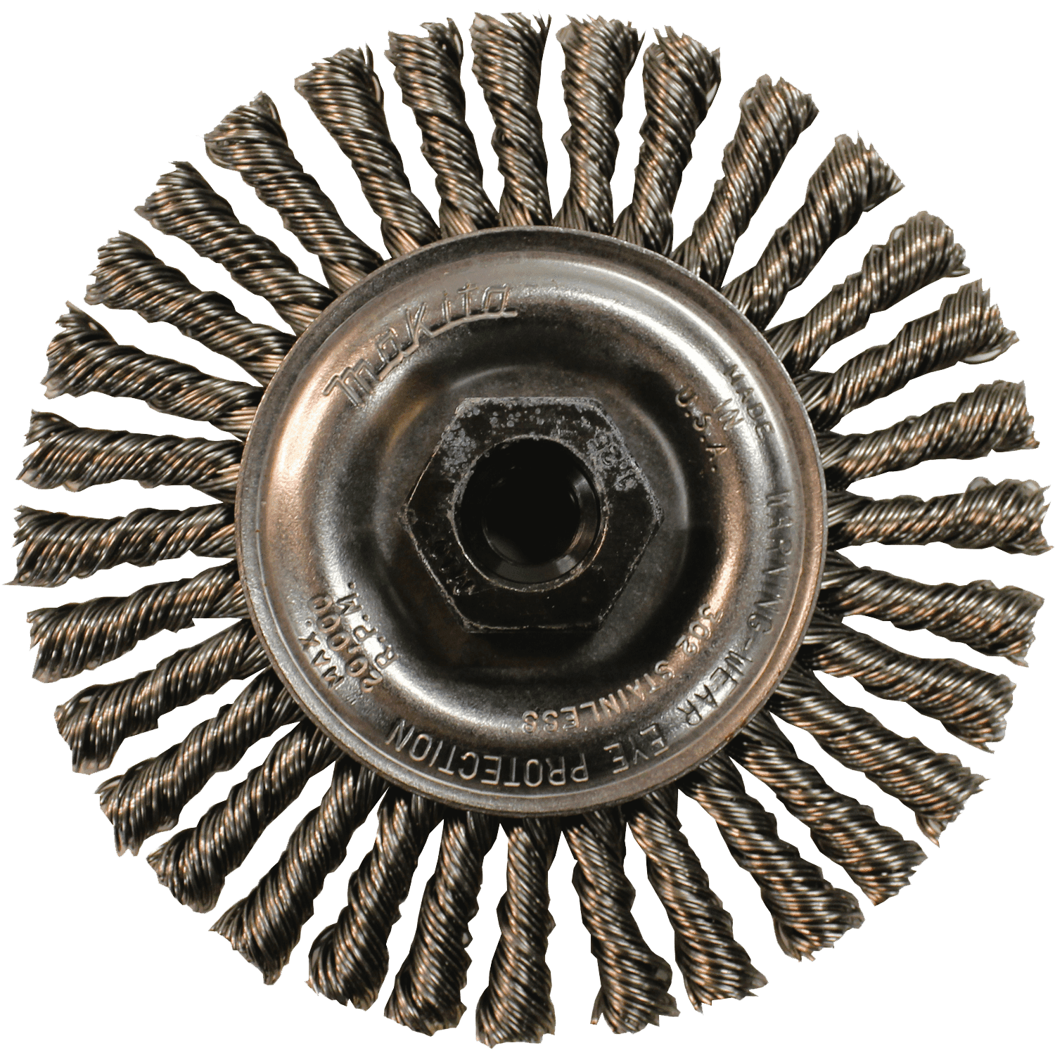 Picture of 4" Stringer Bead Twist Wire Wheel, Stainless, M10 x 1.25