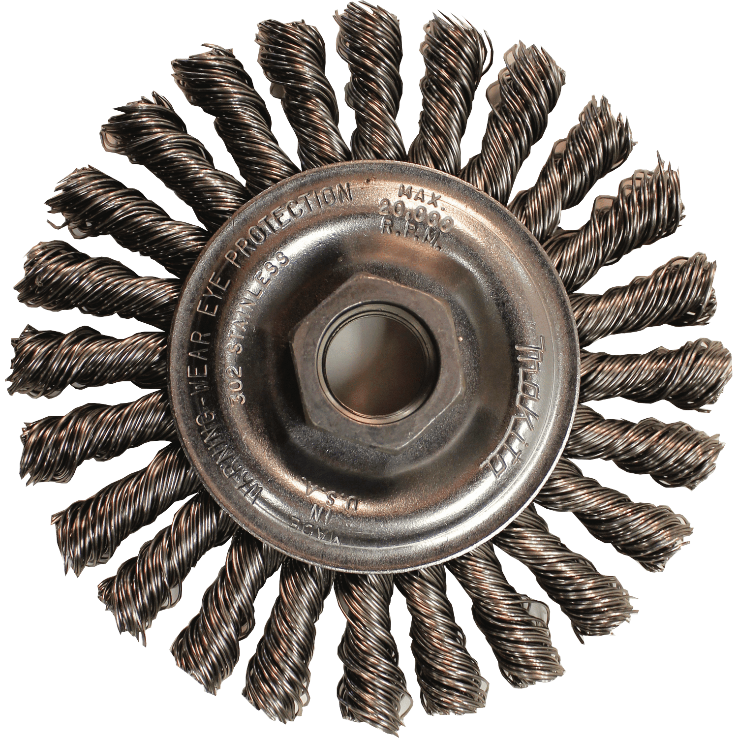 Picture of 4" Knot Cable Twist Wire Wheel, Stainless, 5/8"-11