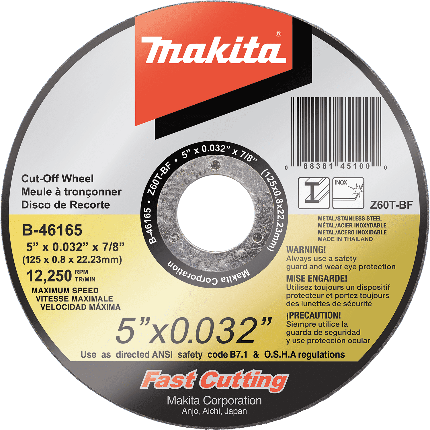 Picture of 5" x .032" x 7/8" Ultra Thin Cut-Off Wheel, Stainless, 25/pk