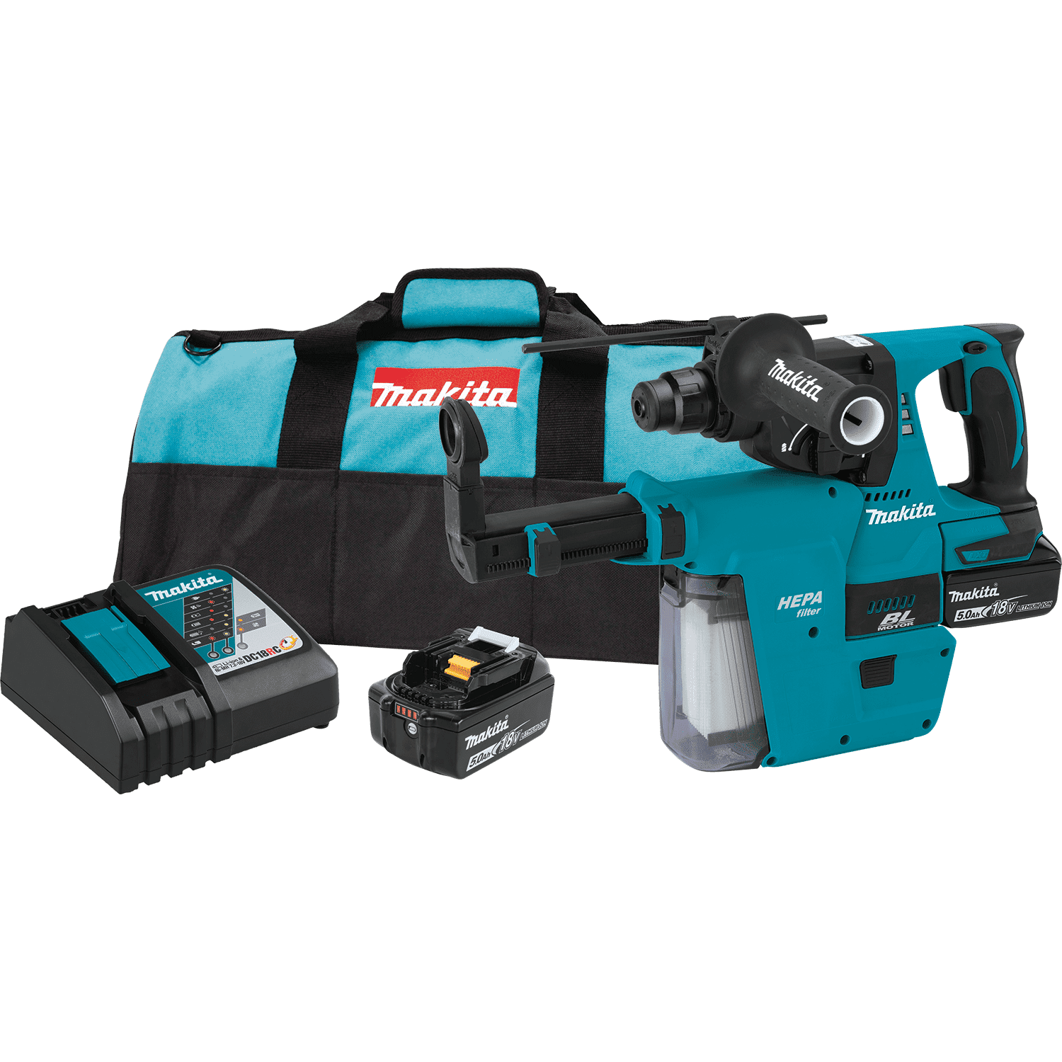 Picture of 18V LXT Lithium-Ion Brushless Cordless 1" Rotary Hammer Kit, accepts SDS-PLUS bits, w/ HEPA Dust Extractor (5.0Ah)