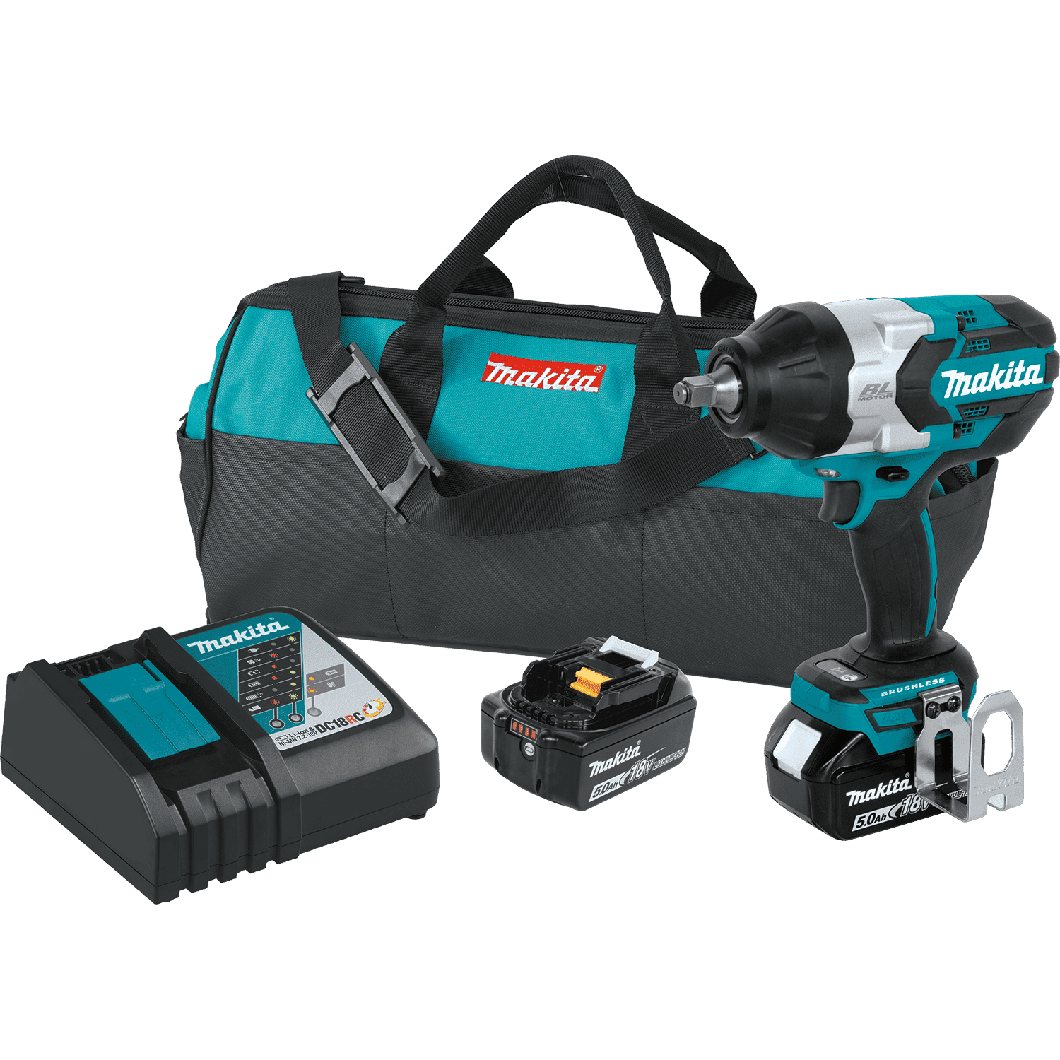 Picture of 18V LXT Lithium-Ion Brushless Cordless High Torque 1/2" Sq. Drive Impact Wrench Kit w/ Friction Ring Anvil (5.0Ah)