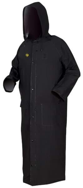 Picture of Raincoat w/ Hood 60" Black Flame Resistant - L