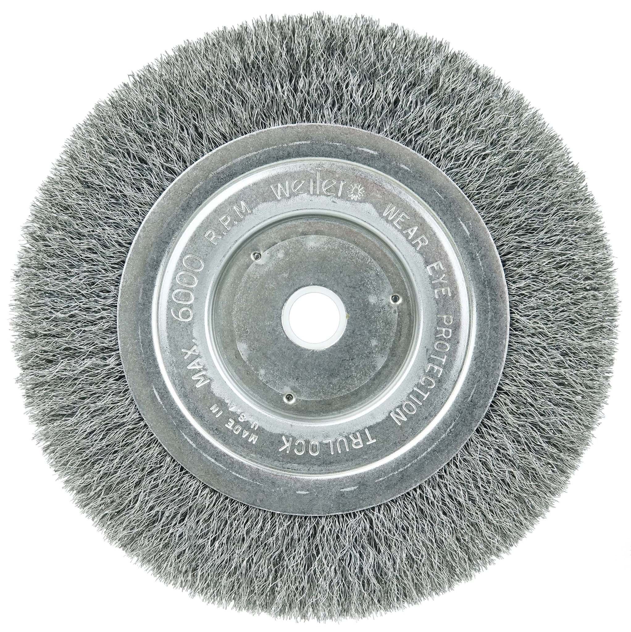 Picture of 6" Narrow Face Crimped Wire Wheel, Short Trim, .006" Steel Fill, 5/8"-1/2" Arbor Hole