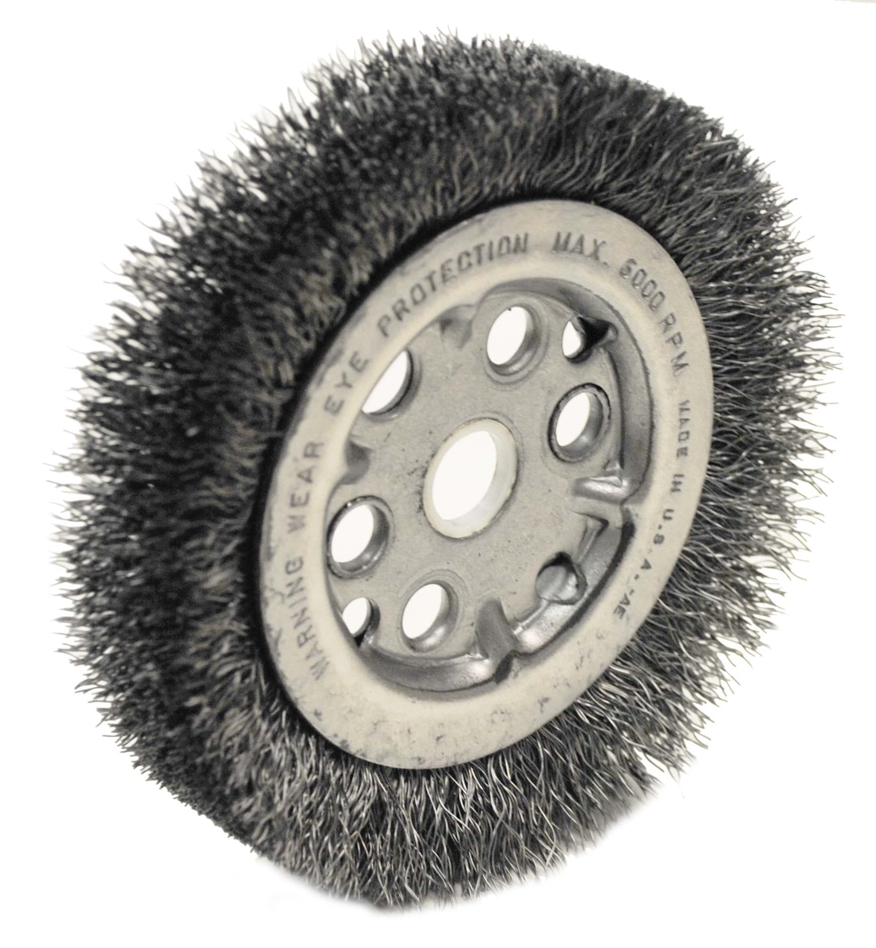 Picture of 4-1/4" Maximum Density Crimped Wire Wheel, .0118" Steel Fill, 5/8"-1/2" Arbor Hole