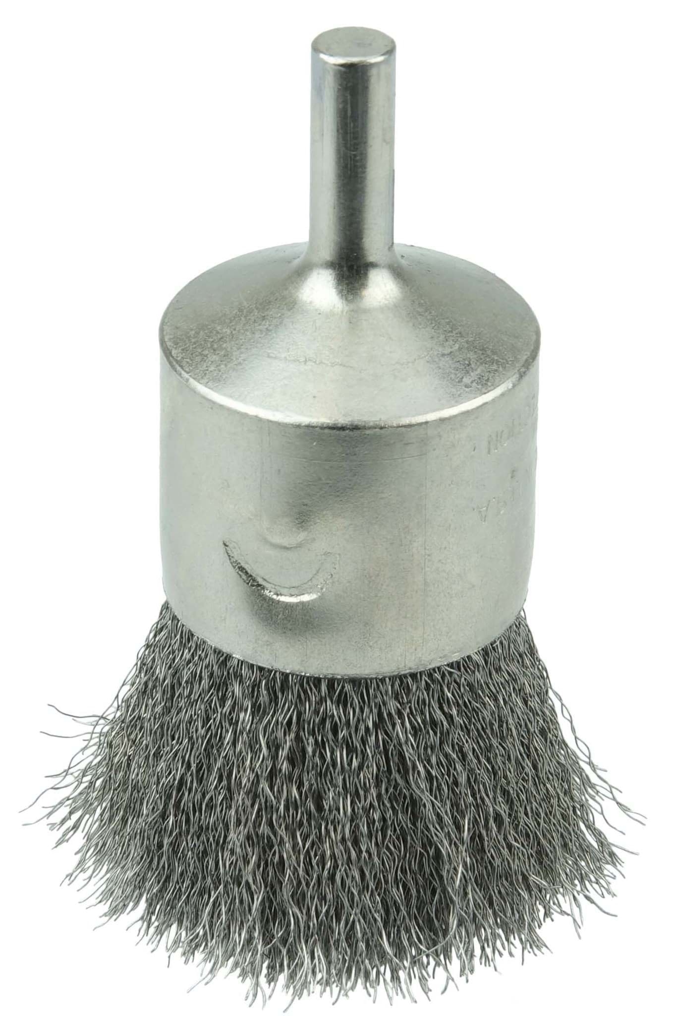 Picture of Nickel-Plated Cup End Brush 1", .006" Stainless Steel Crimped Wire Fill